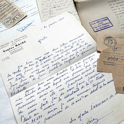 1950s - Vintage Ephemera Lot – French Letters, Invoices & Legal Documents from Notary Archive
