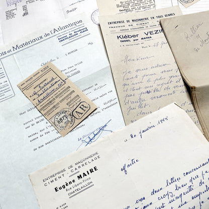 1950s - Vintage Ephemera Lot – French Letters, Invoices & Legal Documents from Notary Archive