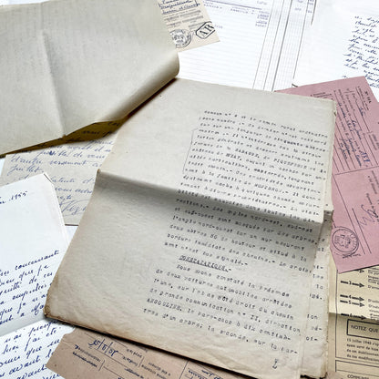 1950s - Vintage Ephemera Lot – French Letters, Invoices & Legal Documents from Notary Archive