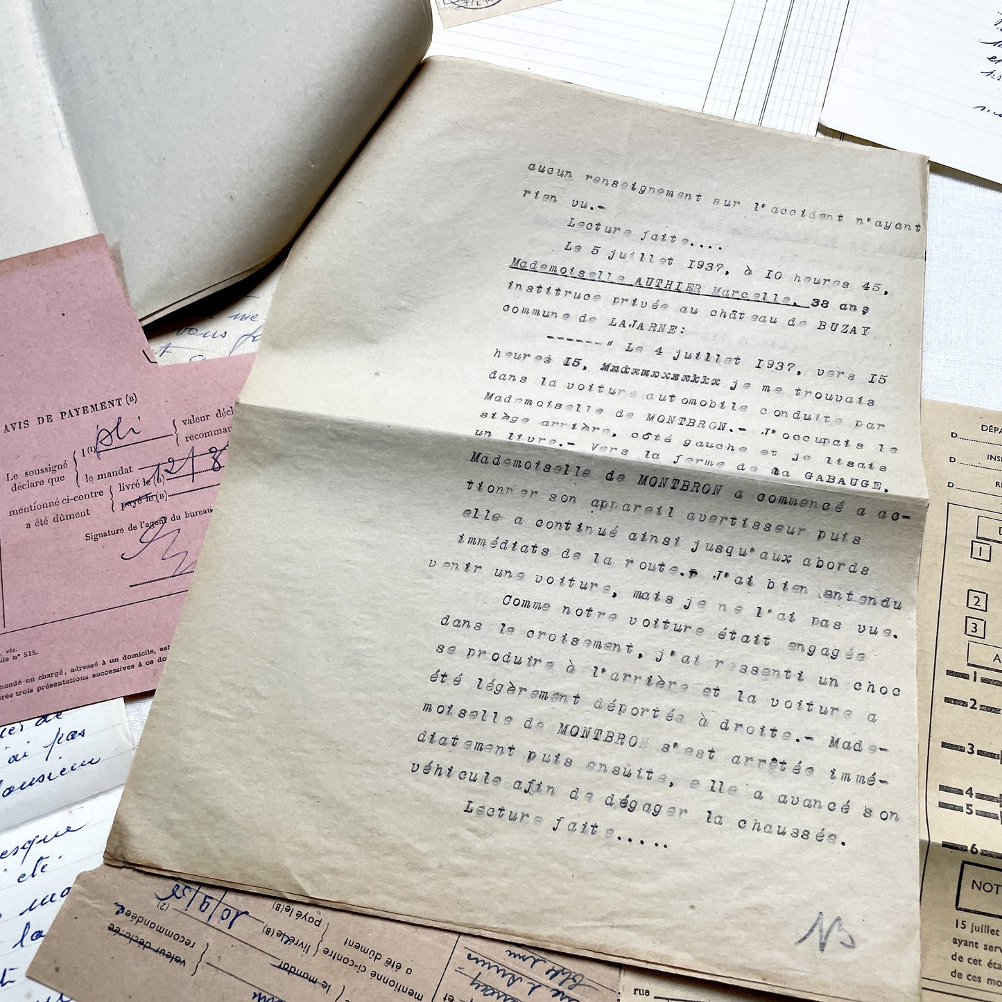 1950s - Vintage Ephemera Lot – French Letters, Invoices & Legal Documents from Notary Archive