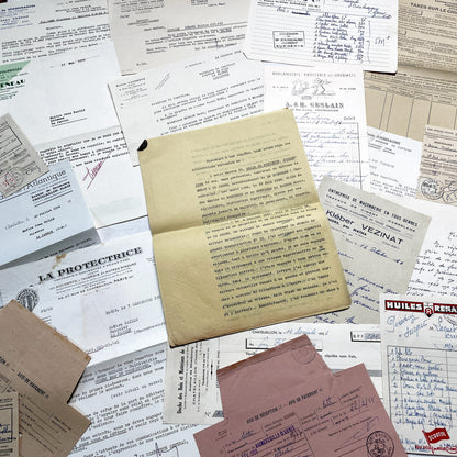 1950s - Vintage Ephemera Lot – French Letters, Invoices & Legal Documents from Notary Archive