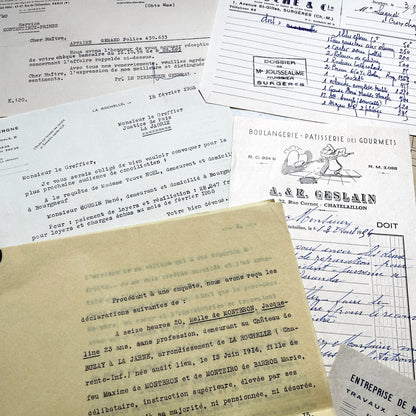 1950s - Vintage Ephemera Lot – French Letters, Invoices & Legal Documents from Notary Archive