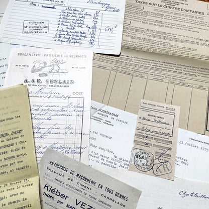1950s - Vintage Ephemera Lot – French Letters, Invoices & Legal Documents from Notary Archive