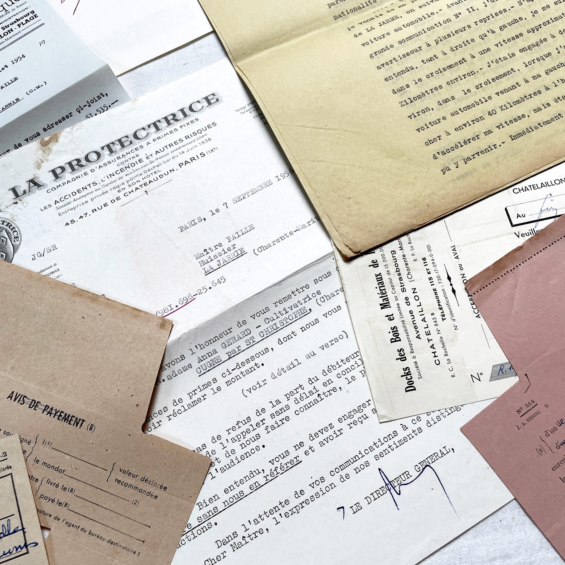 1950s - Vintage Ephemera Lot – French Letters, Invoices & Legal Documents from Notary Archive