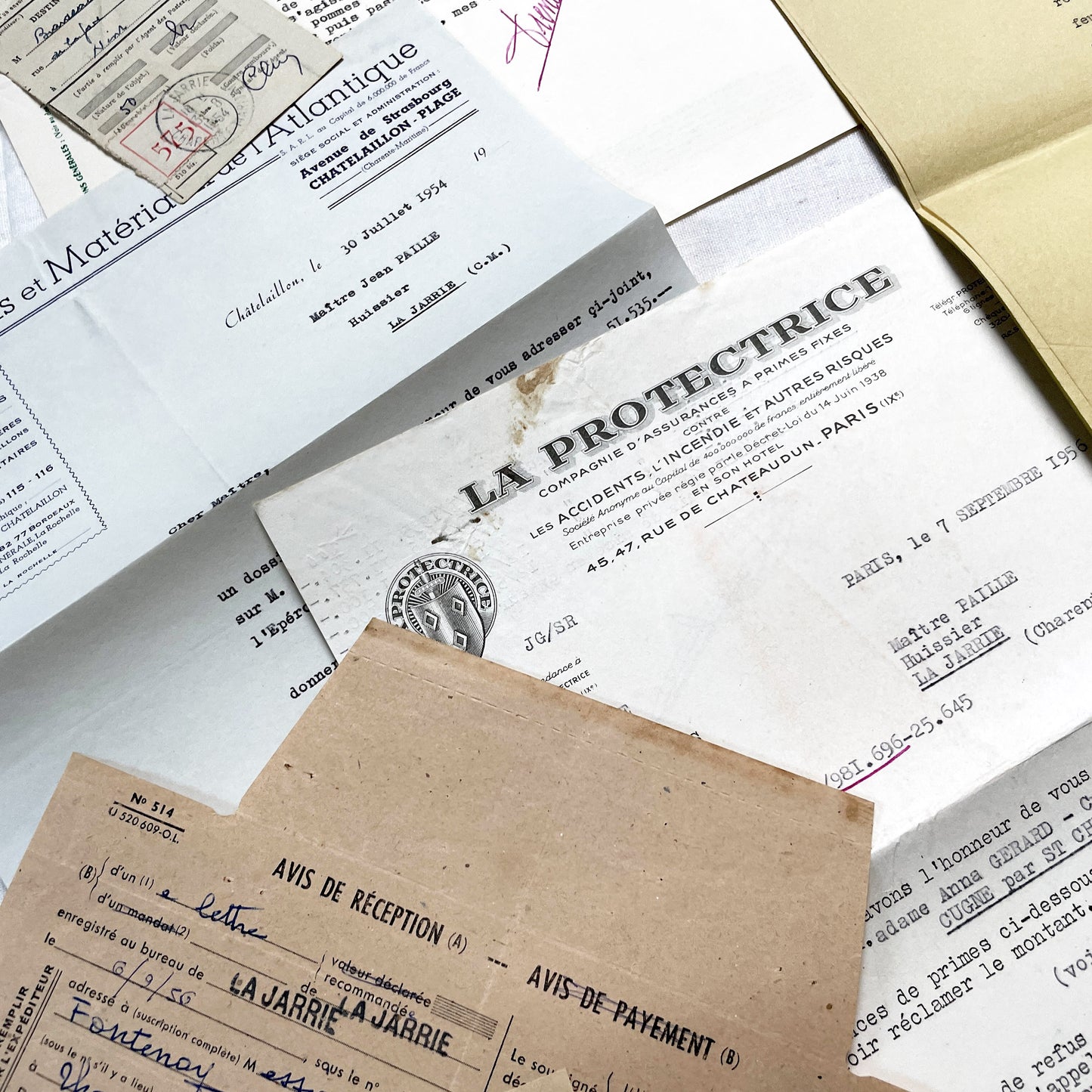 1950s - Vintage Ephemera Lot – French Letters, Invoices & Legal Documents from Notary Archive