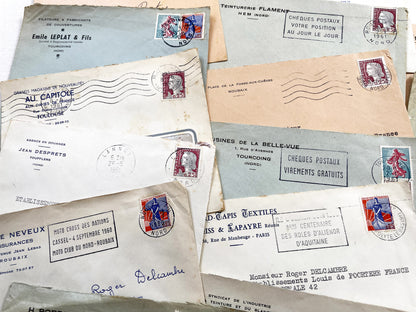 1950s - Lot of 20 Vintage French Business Envelopes – 1950s/1960s Ephemera for Junk Journals, Collage & Paper Crafts