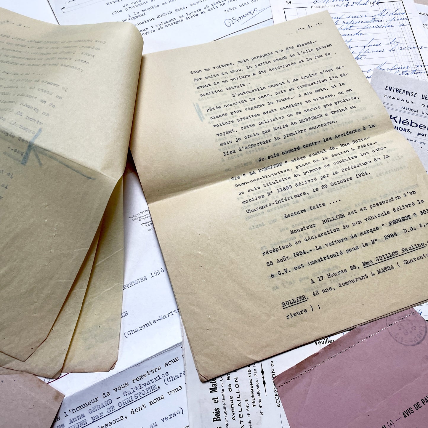 1950s - Vintage Ephemera Lot – French Letters, Invoices & Legal Documents from Notary Archive