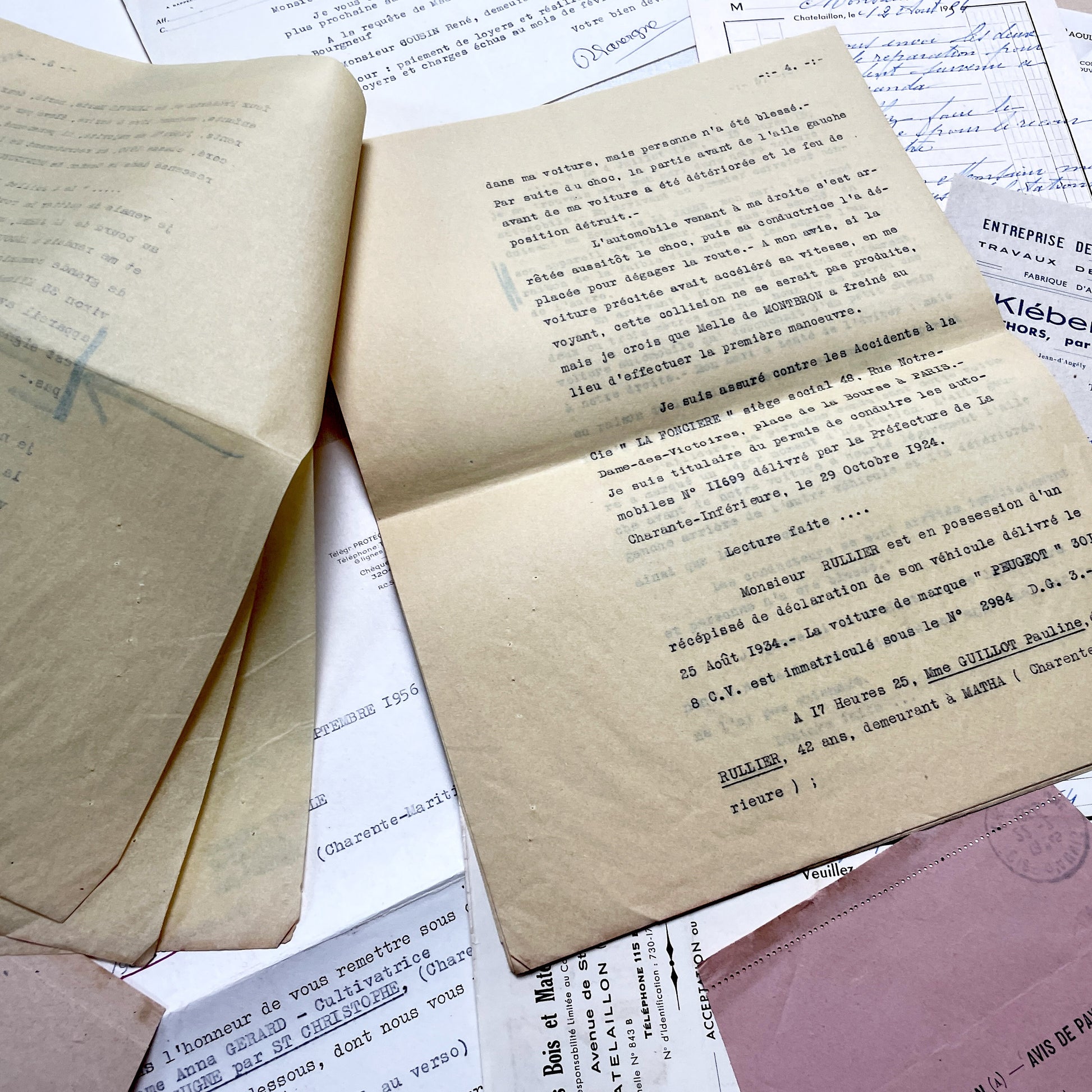 1950s - Vintage Ephemera Lot – French Letters, Invoices & Legal Documents from Notary Archive