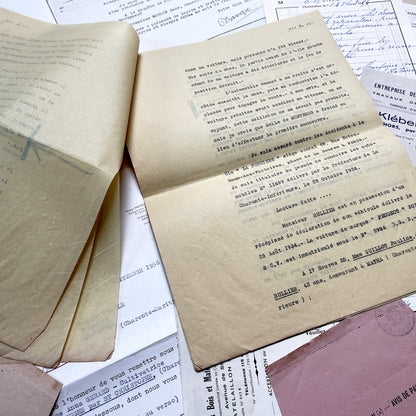 1950s - Vintage Ephemera Lot – French Letters, Invoices & Legal Documents from Notary Archive