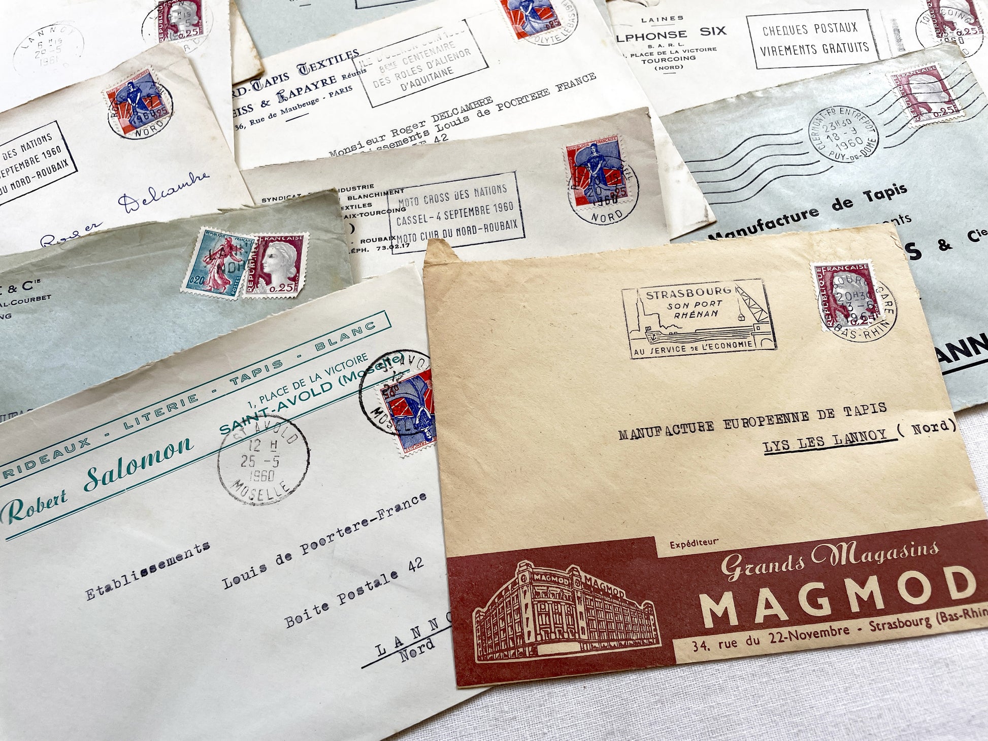 1950s - Lot of 20 Vintage French Business Envelopes – 1950s/1960s Ephemera for Junk Journals, Collage & Paper Crafts