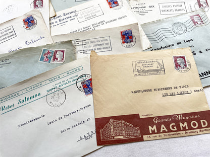 1950s - Lot of 20 Vintage French Business Envelopes – 1950s/1960s Ephemera for Junk Journals, Collage & Paper Crafts