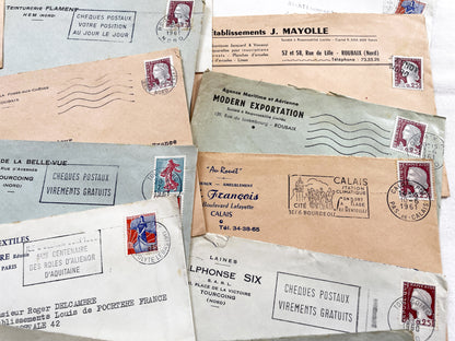 1950s - Lot of 20 Vintage French Business Envelopes – 1950s/1960s Ephemera for Junk Journals, Collage & Paper Crafts