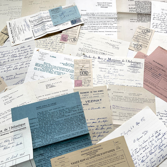1950s - Vintage Ephemera Lot – French Letters, Invoices & Legal Documents from Notary Archive