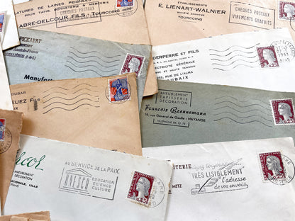 1950s - Lot of 20 Vintage French Business Envelopes – 1950s/1960s Ephemera for Junk Journals, Collage & Paper Crafts