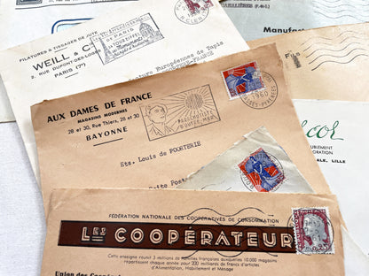 1950s - Lot of 20 Vintage French Business Envelopes – 1950s/1960s Ephemera for Junk Journals, Collage & Paper Crafts