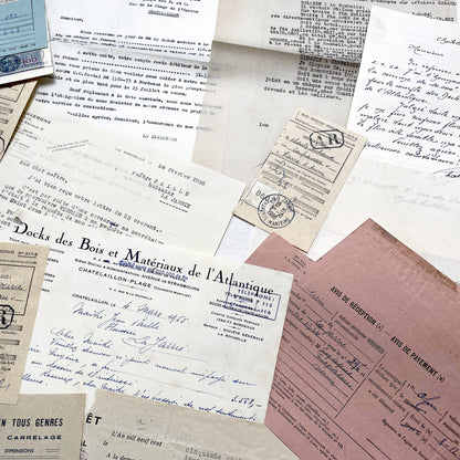 1950s - Vintage Ephemera Lot – French Letters, Invoices & Legal Documents from Notary Archive
