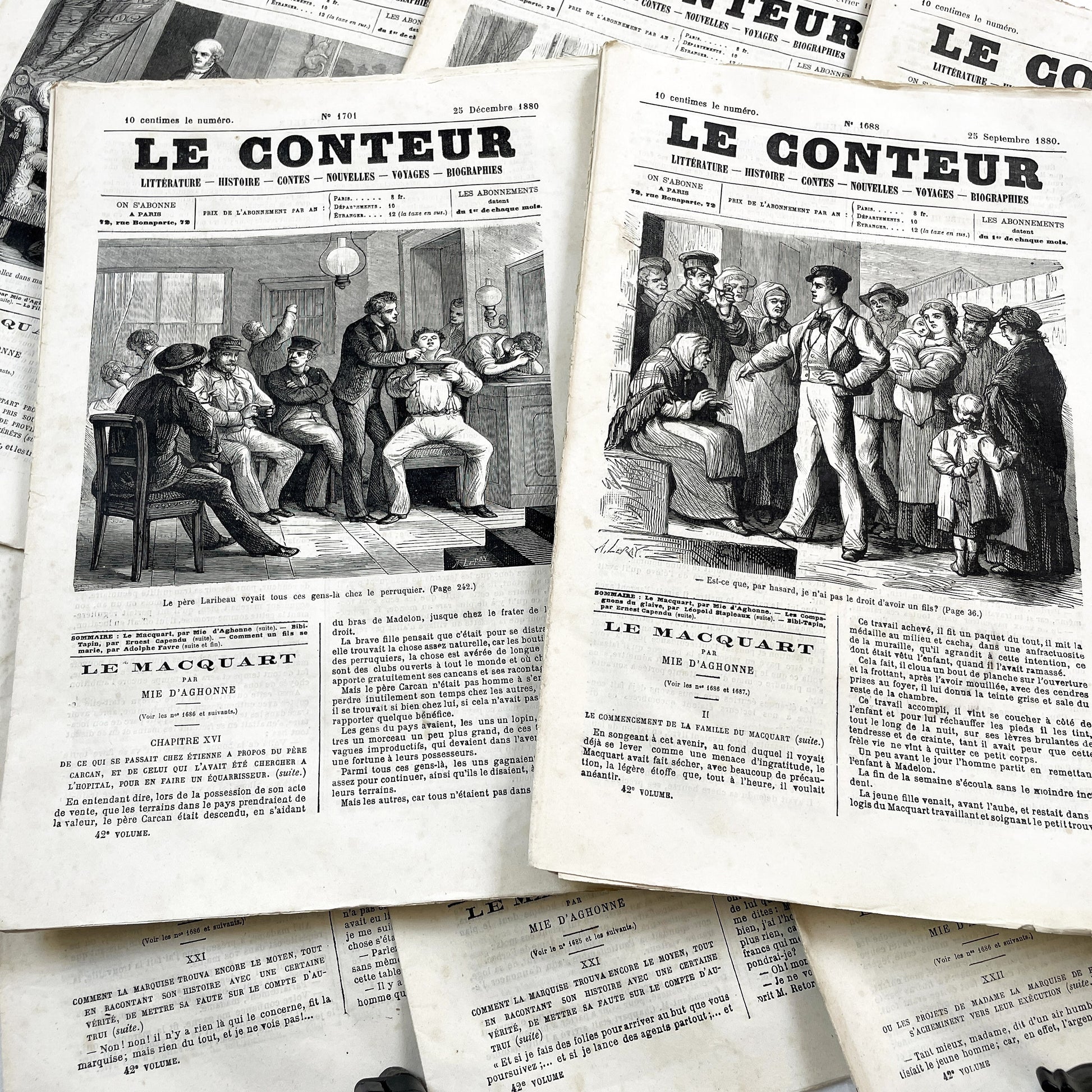 Late 19th - French Periodical Newspapers Le Conteur - Illustrated Victorian Fiction - 1880 Editions - Historical Literature