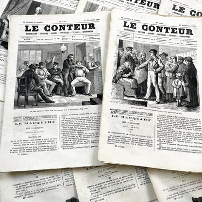 Late 19th - French Periodical Newspapers Le Conteur - Illustrated Victorian Fiction - 1880 Editions - Historical Literature