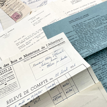 1950s - Vintage Ephemera Lot – French Letters, Invoices & Legal Documents from Notary Archive