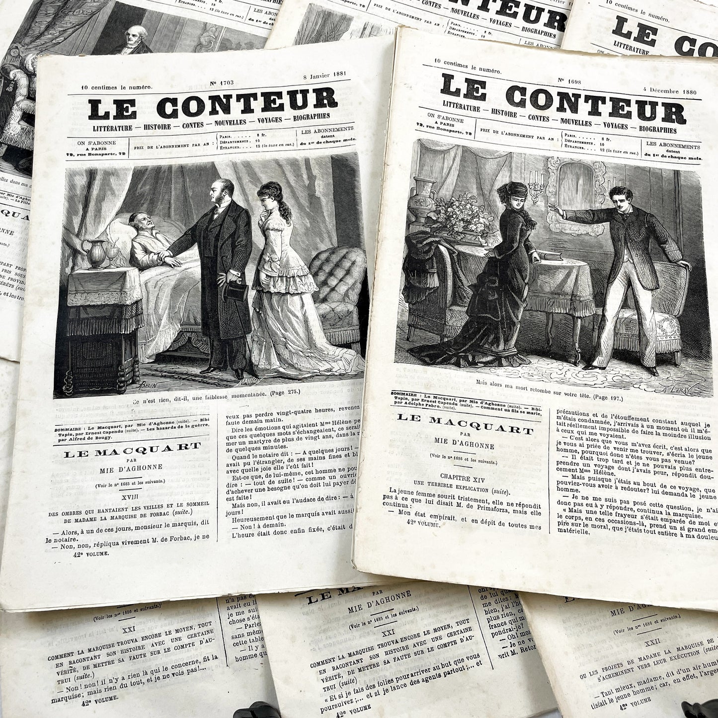 Late 19th - French Literary Periodicals - Vintage Magazine Issues from 1880-1881 - Illustrated Publications of Literature and Biographies