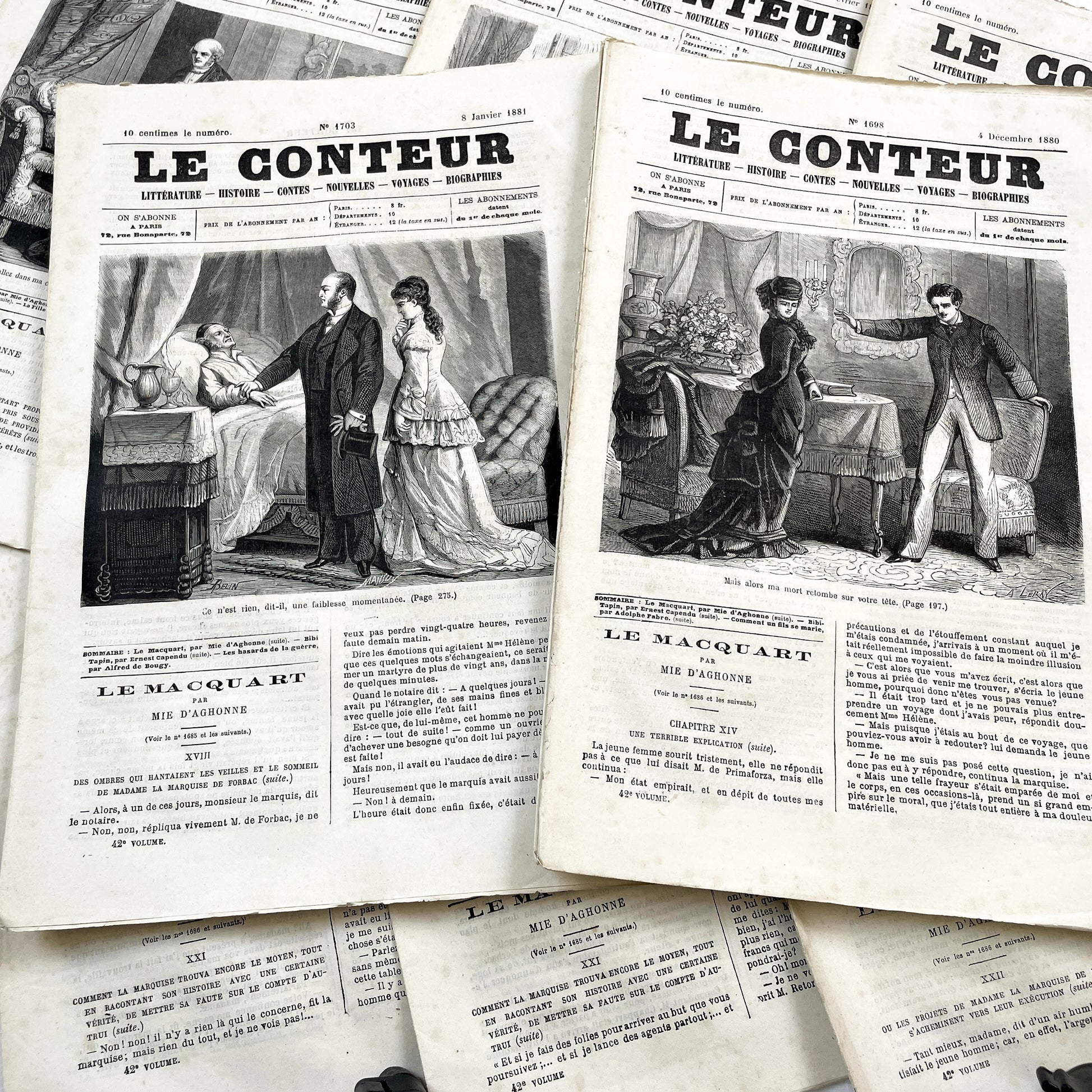 Late 19th - French Literary Periodicals - Vintage Magazine Issues from 1880-1881 - Illustrated Publications of Literature and Biographies