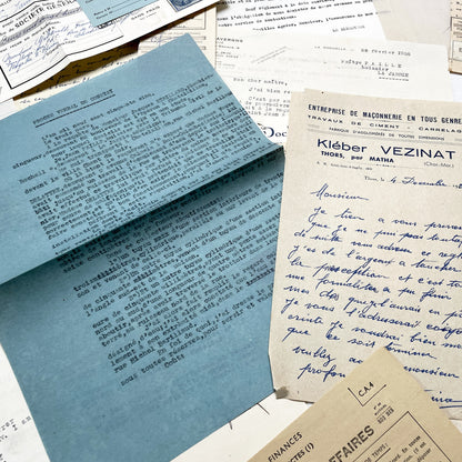 1950s - Vintage Ephemera Lot – French Letters, Invoices & Legal Documents from Notary Archive