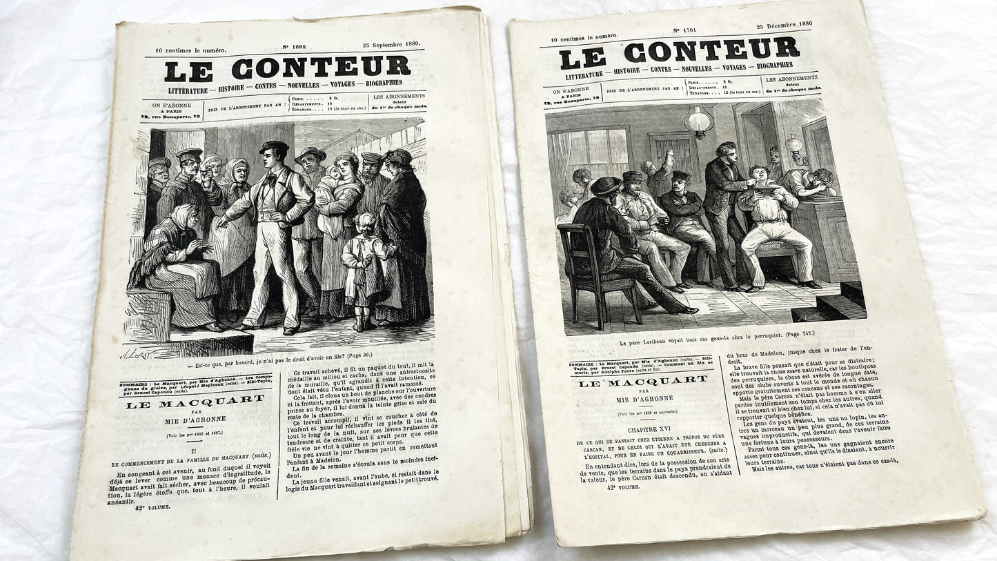 Late 19th - French Periodical Newspapers Le Conteur - Illustrated Victorian Fiction - 1880 Editions - Historical Literature