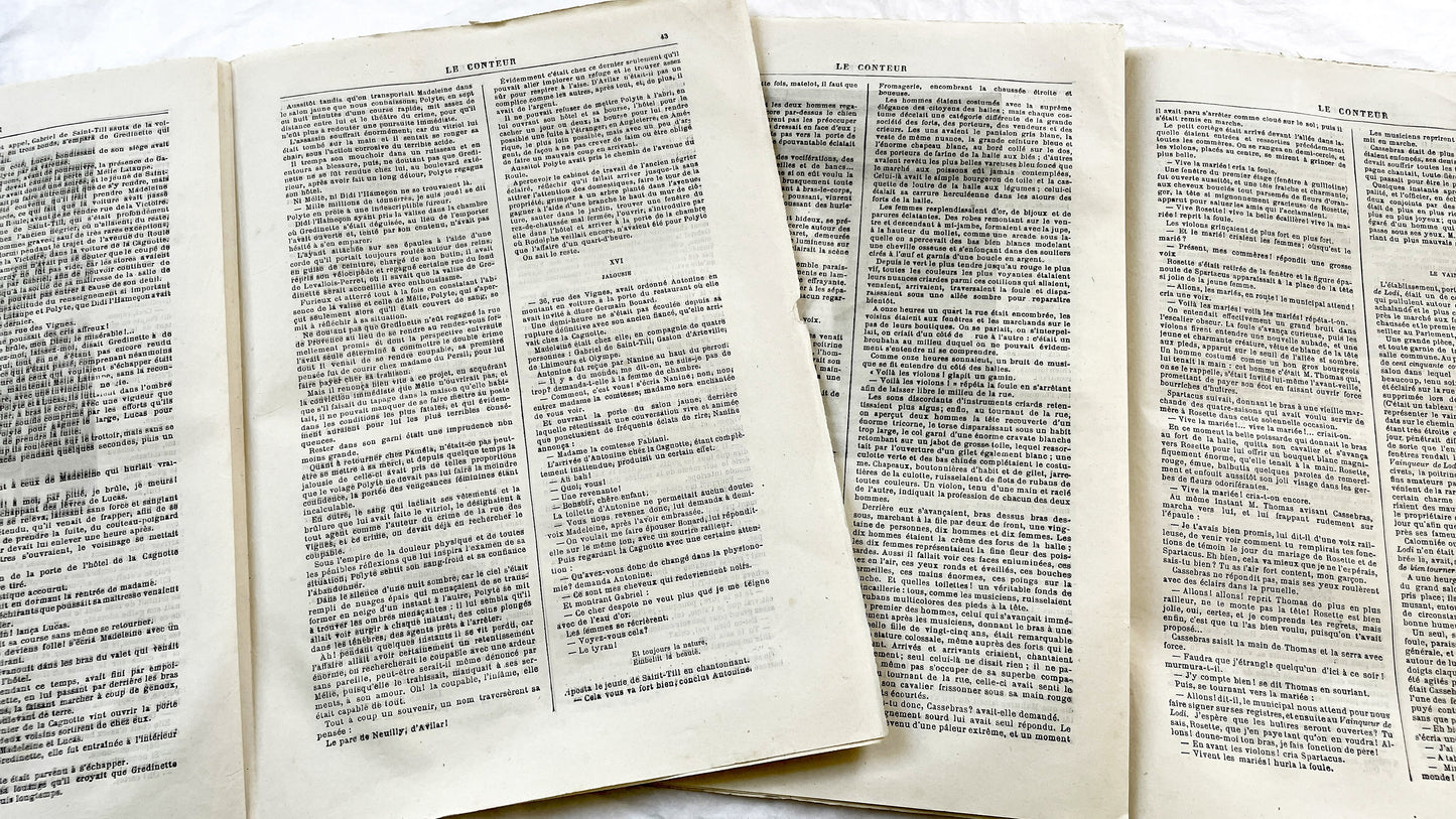 Late 19th - French Periodical Newspapers Le Conteur - Illustrated Victorian Fiction - 1880 Editions - Historical Literature