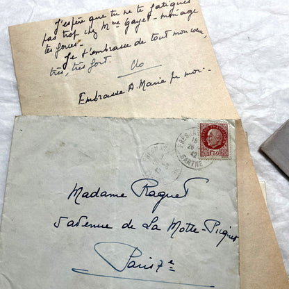Lot of 1940s vintage French handwritten letters with old stamps and postmarks, including WWII era prisoner of war corresponde