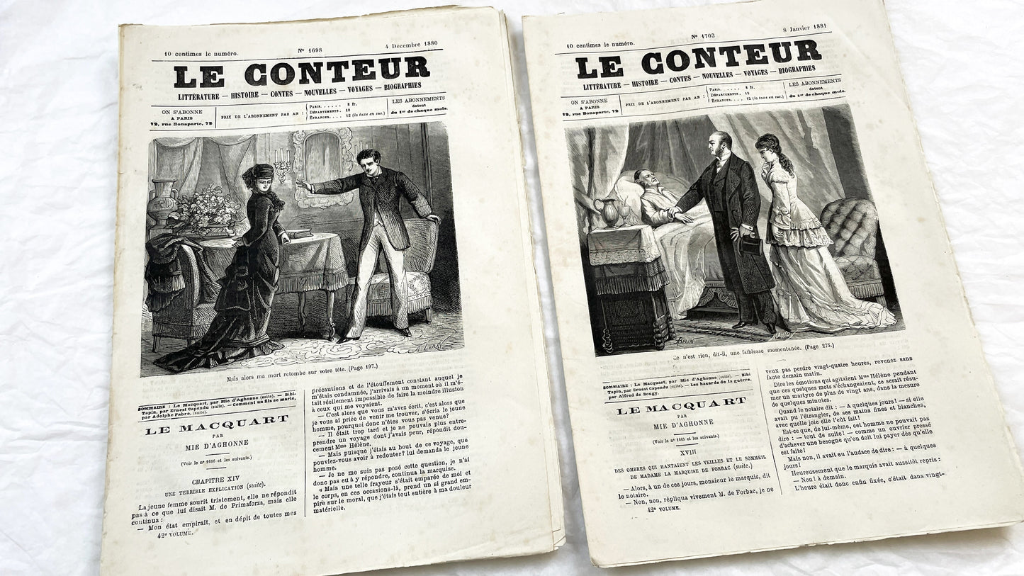 Late 19th - French Literary Periodicals - Vintage Magazine Issues from 1880-1881 - Illustrated Publications of Literature and Biographies