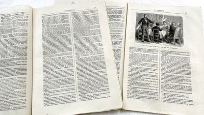 Late 19th - French Literary Newspaper Duo - Le Conteur Publications from 1880-1881 - Vintage French Periodical Set with Engravings