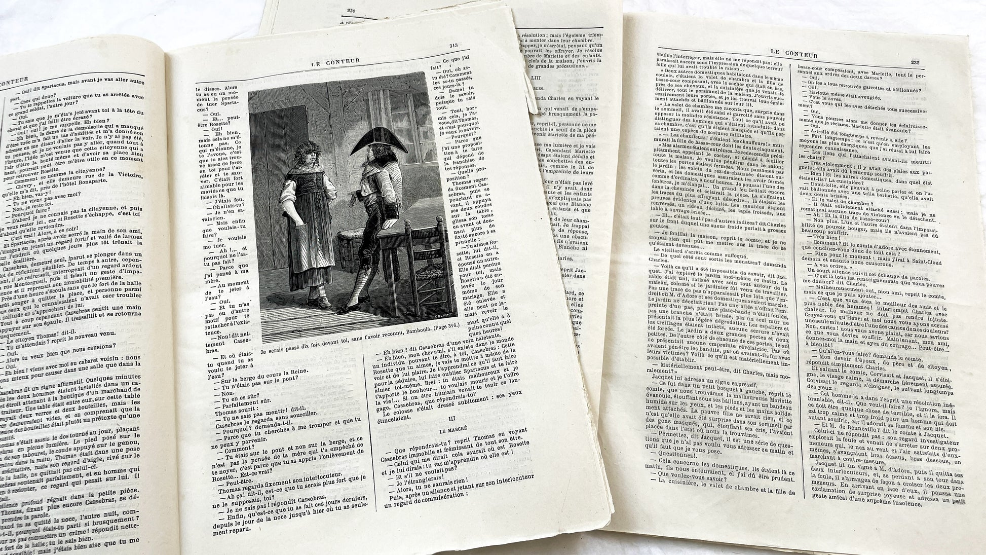 Late 19th - French Literary Newspaper Duo - Le Conteur Publications from 1880-1881 - Vintage French Periodical Set with Engravings