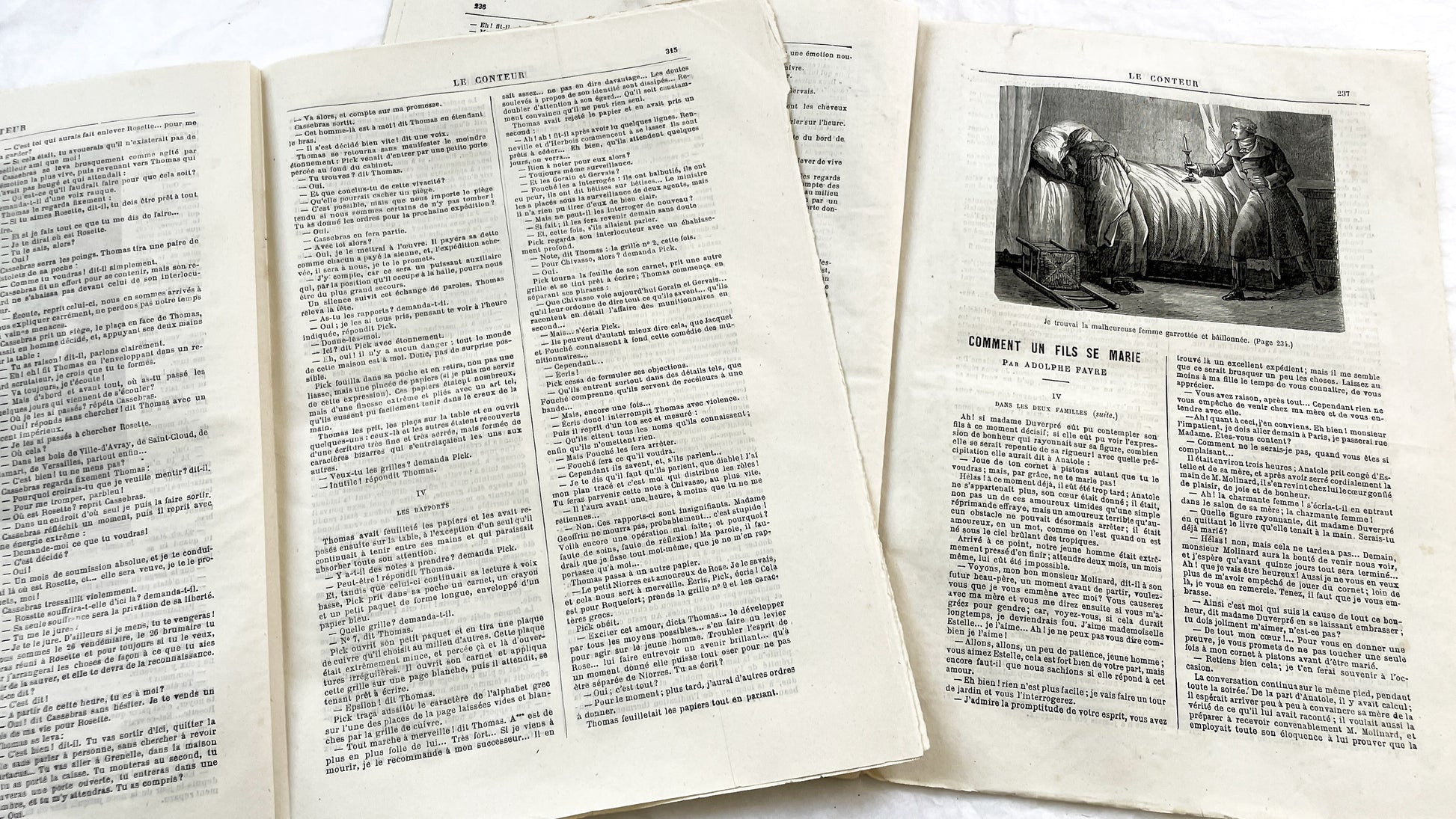 Late 19th - French Literary Newspaper Duo - Le Conteur Publications from 1880-1881 - Vintage French Periodical Set with Engravings