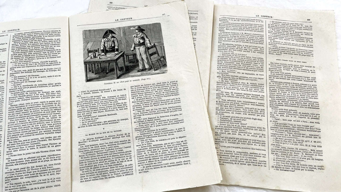 Late 19th - French Literary Newspaper Duo - Le Conteur Publications from 1880-1881 - Vintage French Periodical Set with Engravings