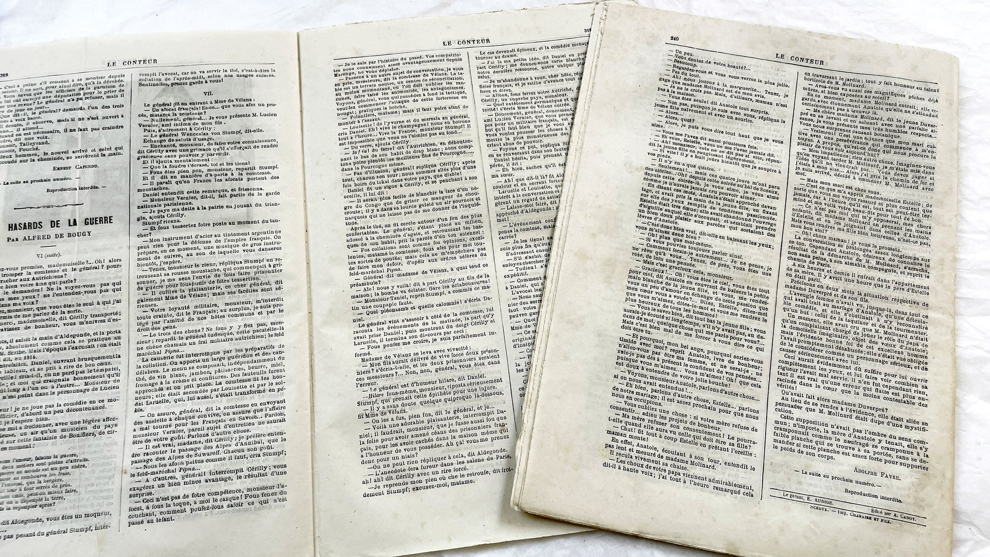 Late 19th - French Literary Newspaper Duo - Le Conteur Publications from 1880-1881 - Vintage French Periodical Set with Engravings