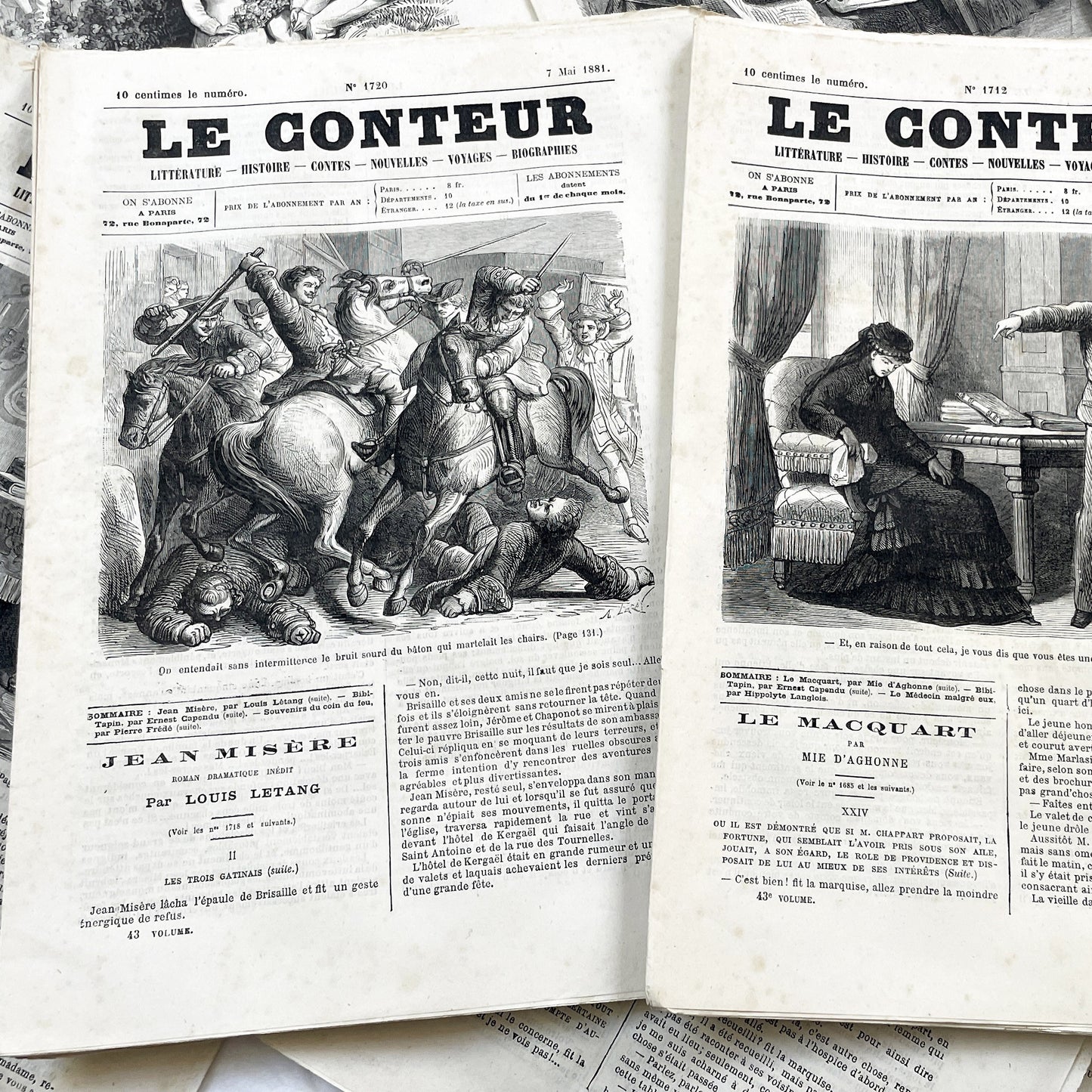 Late 19th - French Illustrated Periodicals Le Conteur - Historical News And Literature - 1881 Paris Print - Two Issues - Engravings
