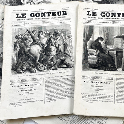 Late 19th - French Illustrated Periodicals Le Conteur - Historical News And Literature - 1881 Paris Print - Two Issues - Engravings