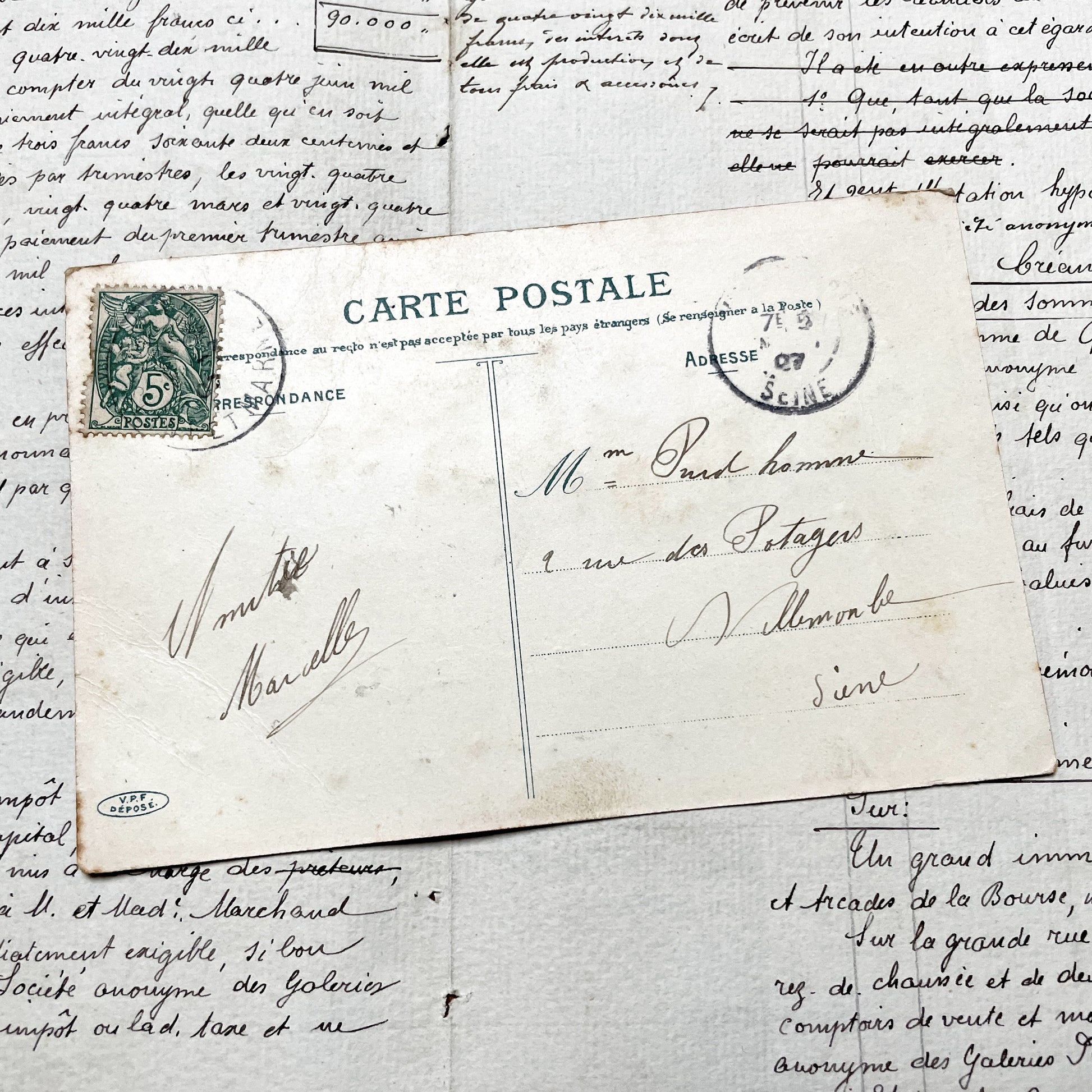 1900s - French Souvenir Card - Gretz Armainvilliers Glitter Ephemera - Antique Decorative Memento -  Paper Collectible