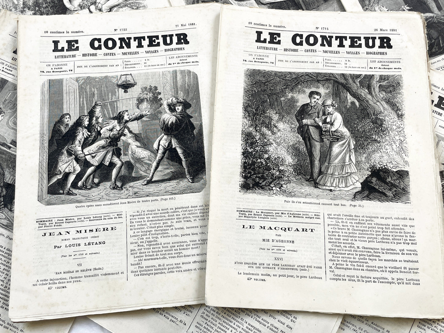 Late 19th - Original French Periodical Newspaper - Le Conteur - Historical Literary Journal - Two Issues From 1881