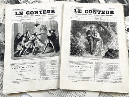 Late 19th - Original French Periodical Newspaper - Le Conteur - Historical Literary Journal - Two Issues From 1881