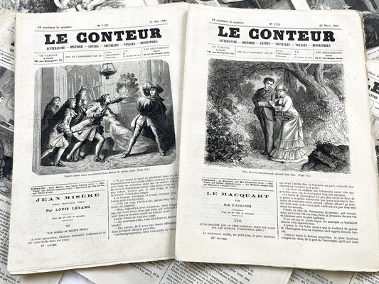 Late 19th - Original French Periodical Newspaper - Le Conteur - Historical Literary Journal - Two Issues From 1881