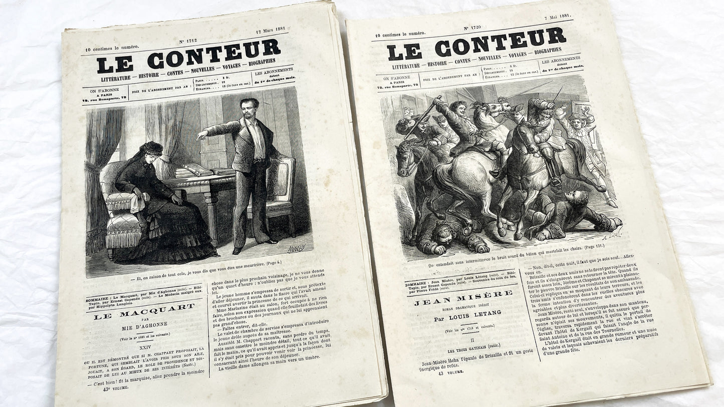 Late 19th - French Illustrated Periodicals Le Conteur - Historical News And Literature - 1881 Paris Print - Two Issues - Engravings