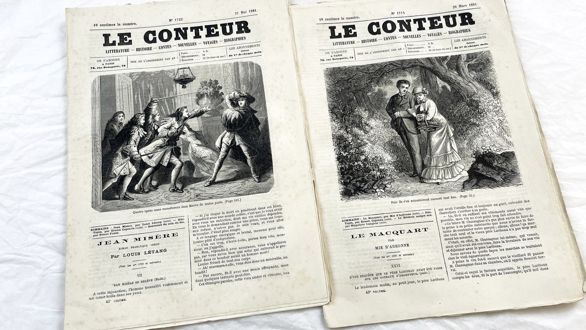 Late 19th - Original French Periodical Newspaper - Le Conteur - Historical Literary Journal - Two Issues From 1881