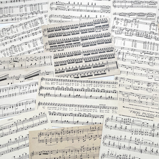 1930s - Vintage French Sheet Music Fragments from 1920s to 1940s - Antique Musical Ephemera for Art and Decor