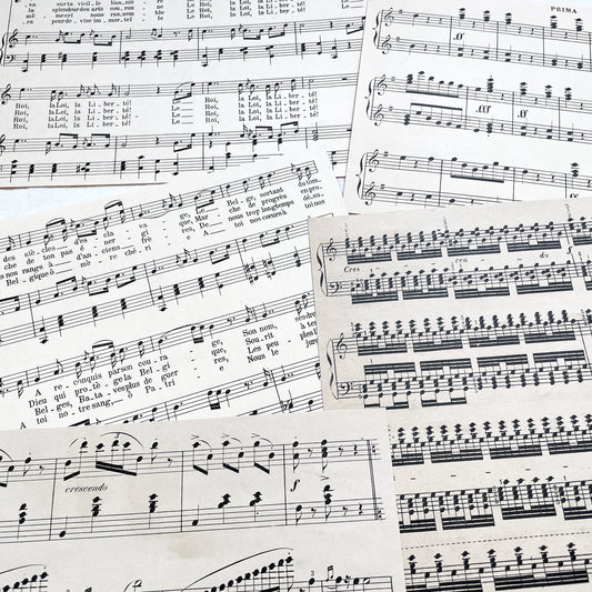 1930s - Vintage French Sheet Music Fragments from 1920s to 1940s - Antique Musical Ephemera for Art and Decor