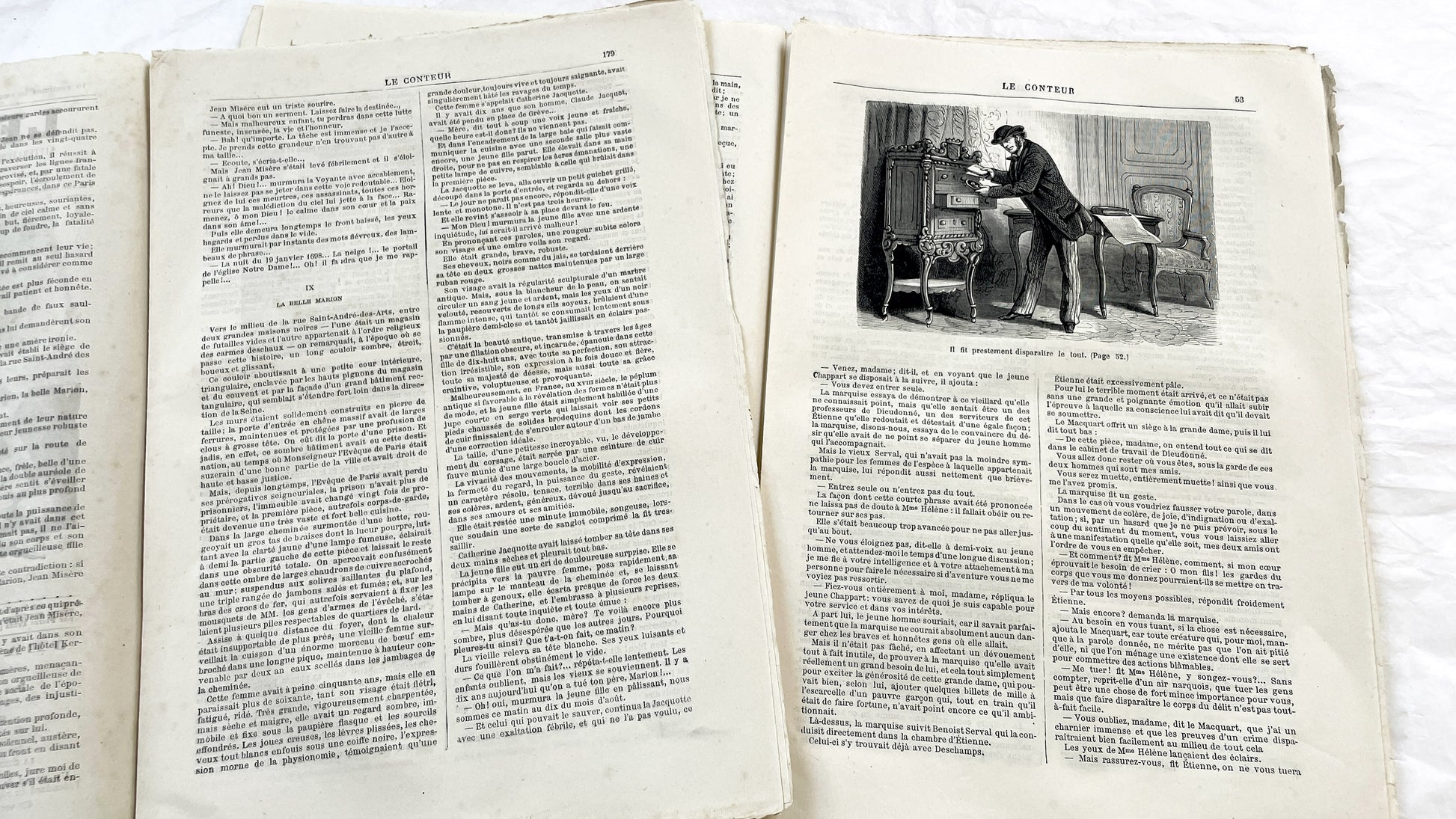 Late 19th - French Literary Periodicals Le Conteur - Two 1881 Editions - Original Engravings - Featuring Jean Misère Novel by Louis Letang
