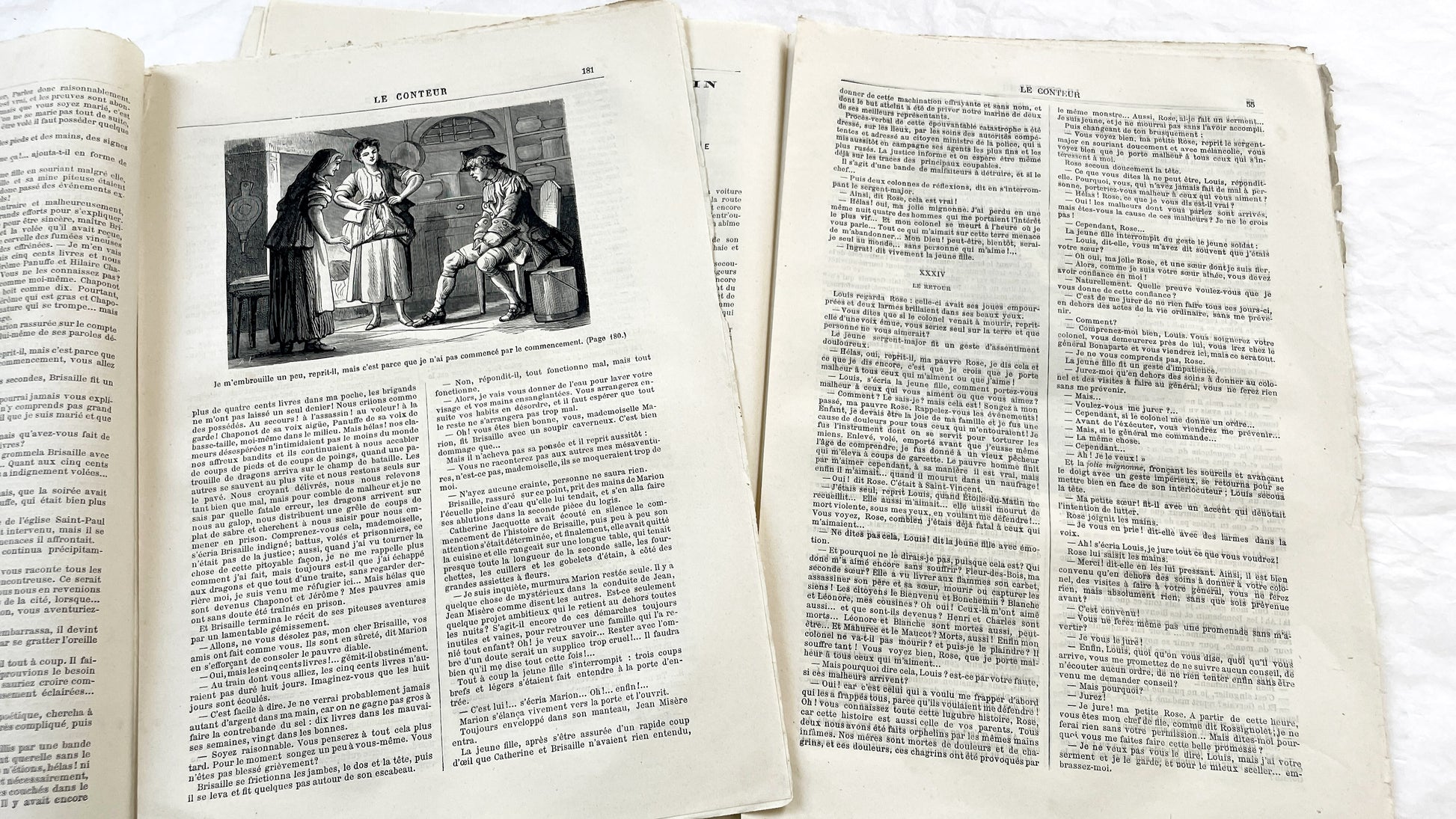 Late 19th - French Literary Periodicals Le Conteur - Two 1881 Editions - Original Engravings - Featuring Jean Misère Novel by Louis Letang