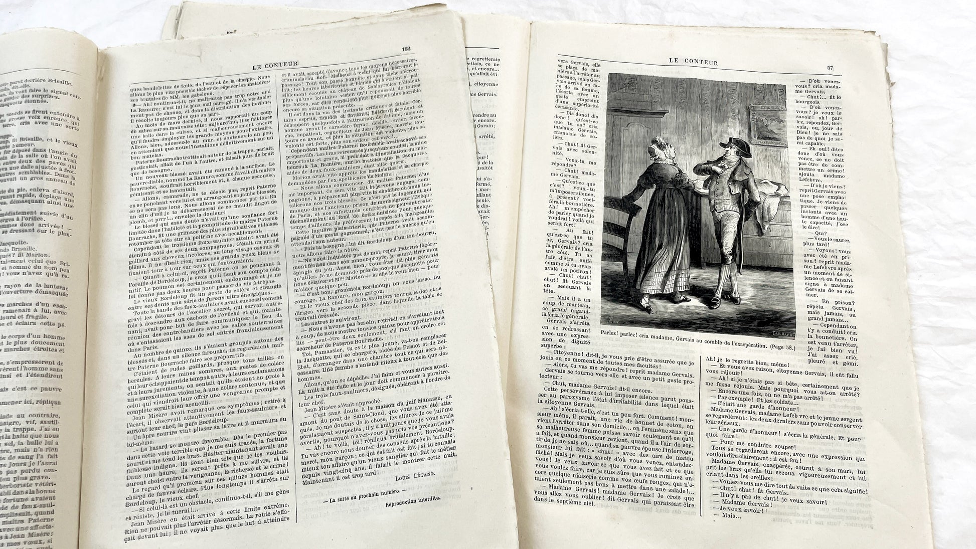 Late 19th - French Literary Periodicals Le Conteur - Two 1881 Editions - Original Engravings - Featuring Jean Misère Novel by Louis Letang