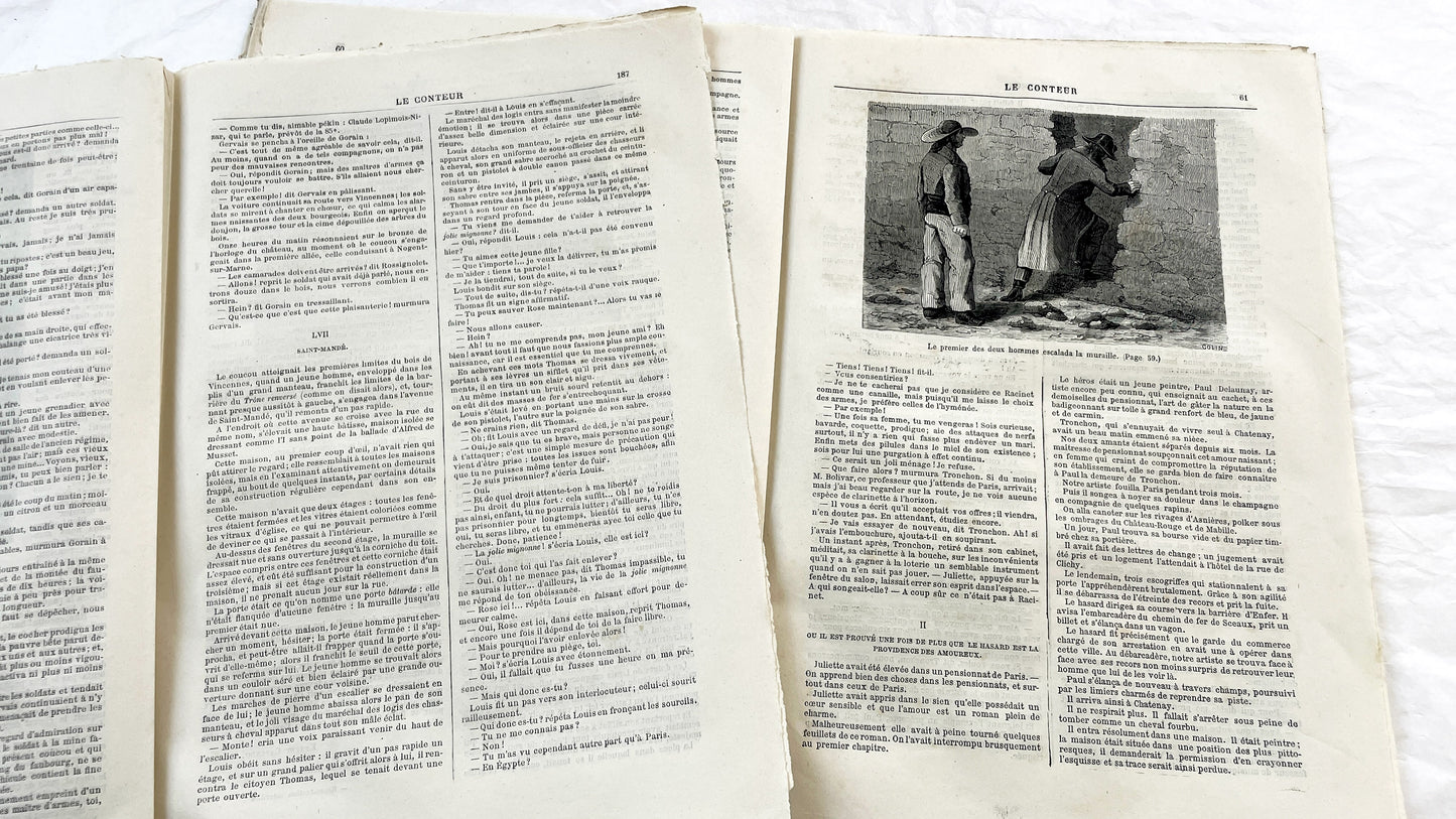 Late 19th - French Literary Periodicals Le Conteur - Two 1881 Editions - Original Engravings - Featuring Jean Misère Novel by Louis Letang