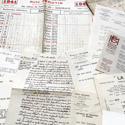1940s - Vintage Ephemera Lot – French Letters, Invoices & Legal Documents from Notary Archive